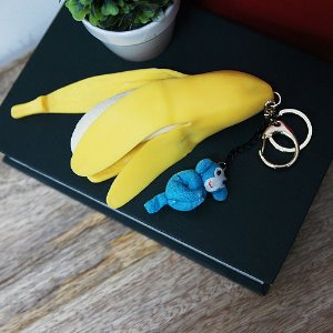 실리콘 바나나 디자인 가방 데코 장식용 키홀더